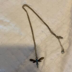 Betsey Johnson Gold Dragonfly Necklace with Turquoise Accents